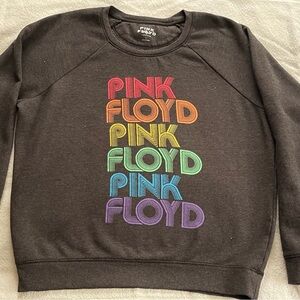 Lucky Brand Dark Grey Crewneck Sweatshirt with Rainbow Pink Floyd Graphic